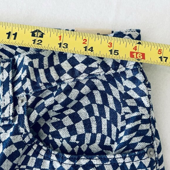 Levi's Women's Middy Straight Geometric Blue White Denim Jeans 30x30 Cotton NWT - Picture 9 of 14